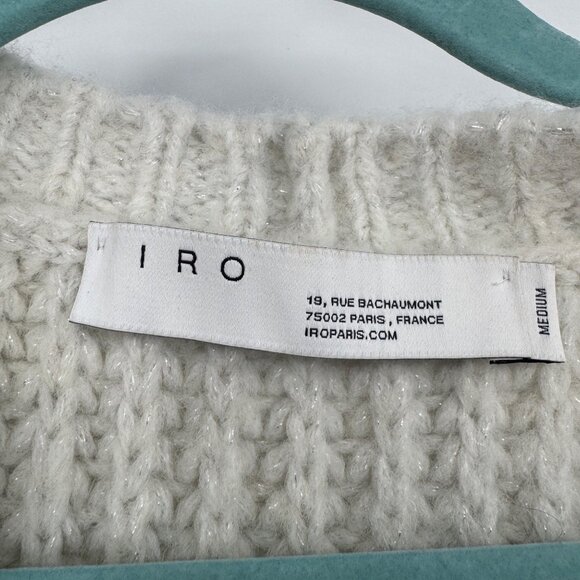 IRO Vesna Metallic Wool Blend Open Cardigan In Off White pale gray SIZE Medium s - Picture 2 of 13
